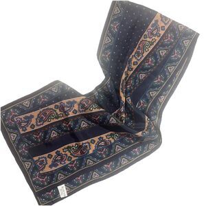 Vintage SPECIALTY HOUSE Pure Silk Scarf Blue Paisley Japan Neck Head Rectangle